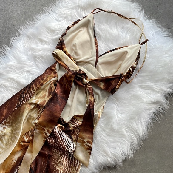 B.Smart Spaghetti Criss Cross Full Length Dress Sz 3/4 Safari Bronze Gow… - Picture 4 of 8